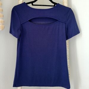 SHEIN Nwot Navy Blue Stretch Cut Out Top SZ L